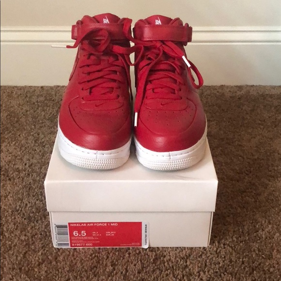 Nike Shoes - Nike Lab Air Force 1 Mid Red Size 6.5 Worn Once!